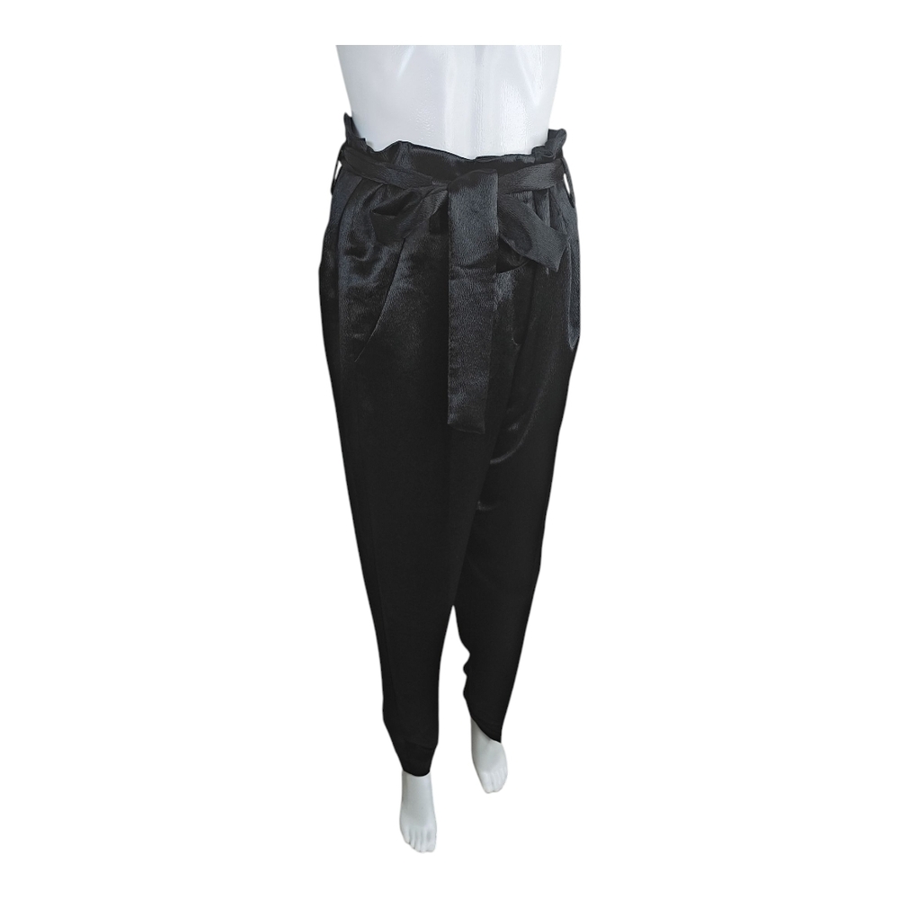 7th Avenue New York & Company Black Tie-Waist Pants Size 12 Tall Women